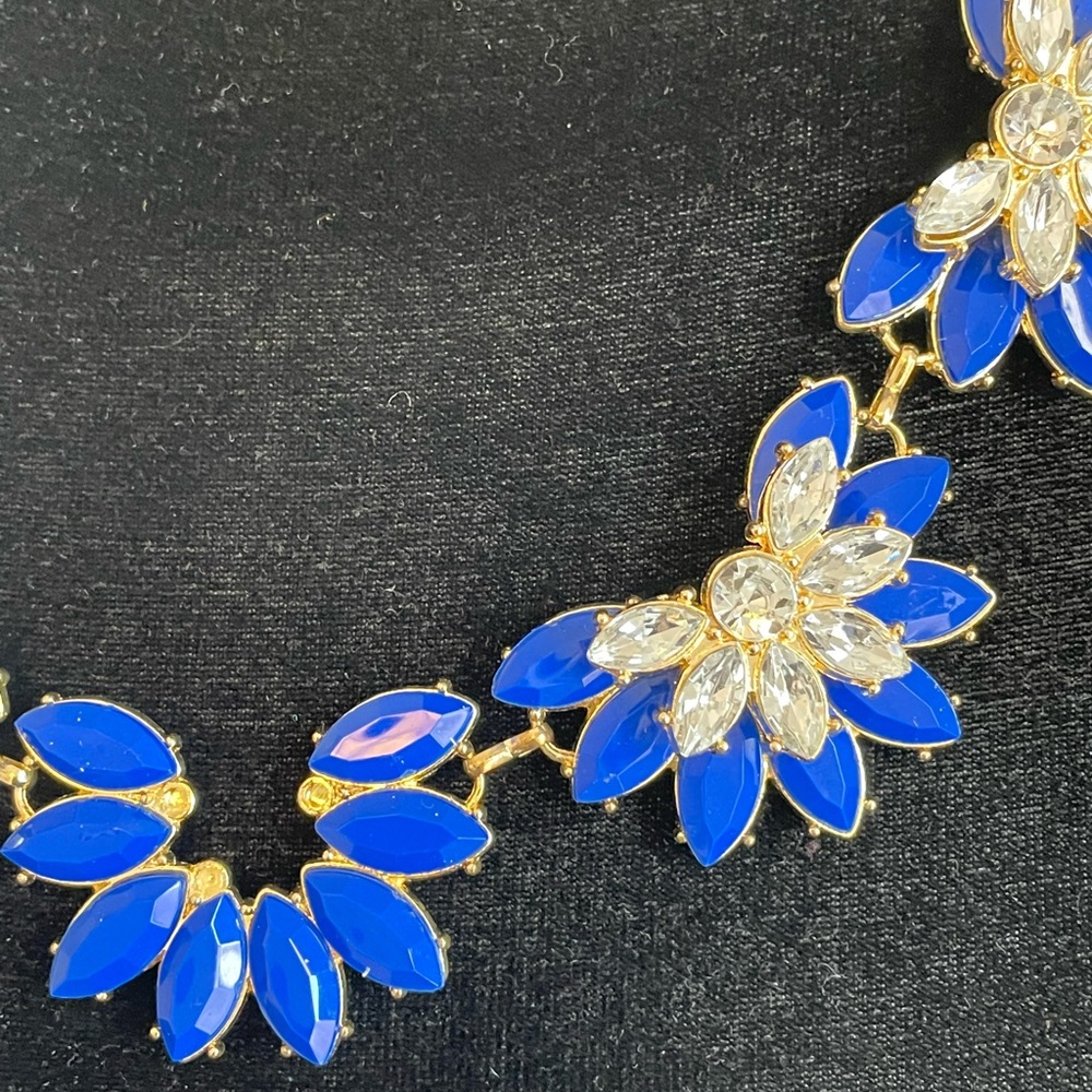 Blue, Gold and Faux Diamond Necklace - Picture 4 of 4